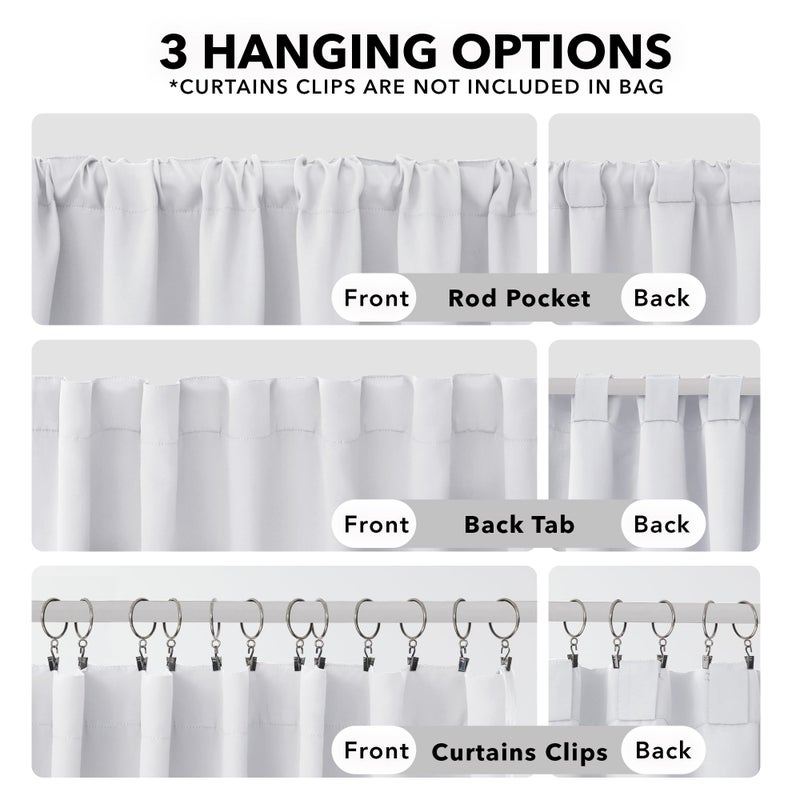 Deconovo Room Darkening Curtains for Living Room, Star White Light Filtering Thermal Drapes 63 Inches Long, Back Tab and Rod Pocket Window Curtains, 52W x 63L Inch, 2 Panels - Image 2